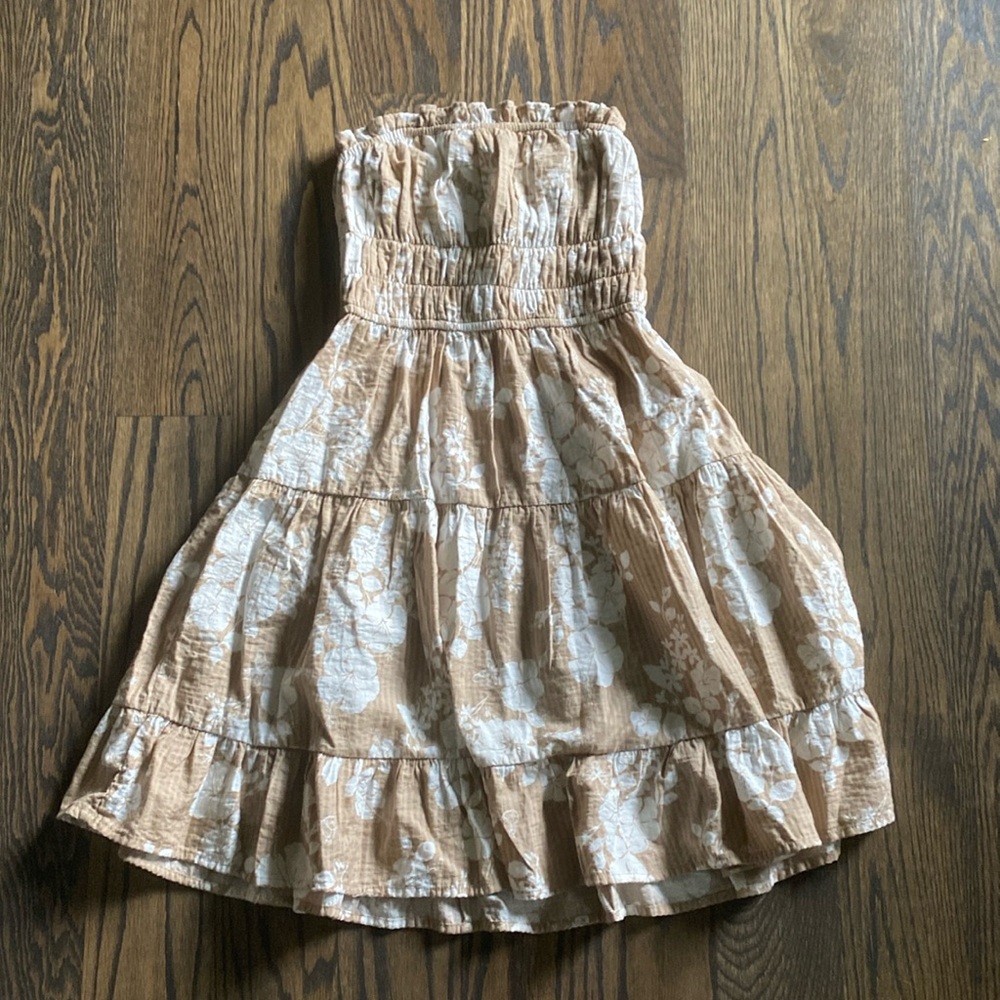 Aeropostale Strapless Brown Floral Dress
